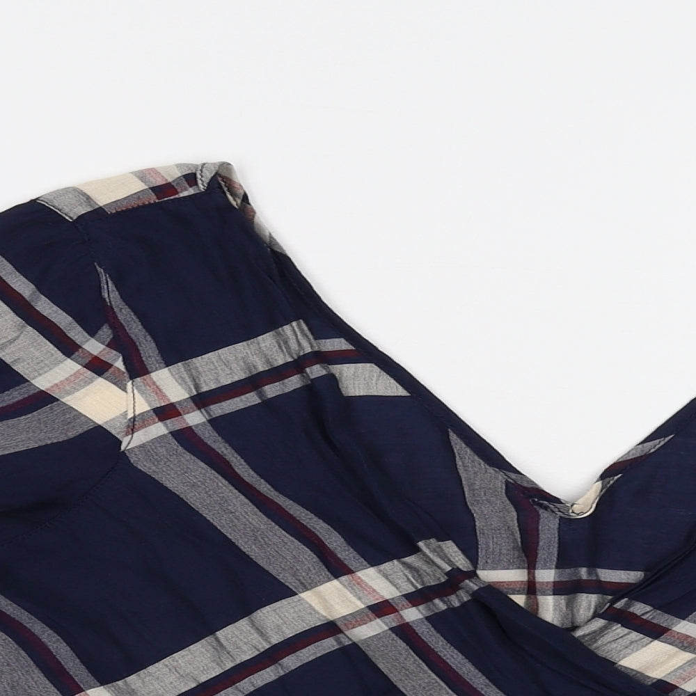 River Island Womens Blue Check  Cropped T-Shirt Size 10