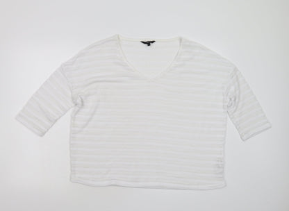 Next Womens White  Knit Pullover Jumper Size 12