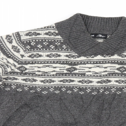Preloved Crane Mens Grey Geometric  Pullover Jumper Size M - Detail
