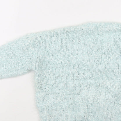 Preloved George Girls Blue   Pullover Jumper Size 6-7 Years  - Heart shape - Label