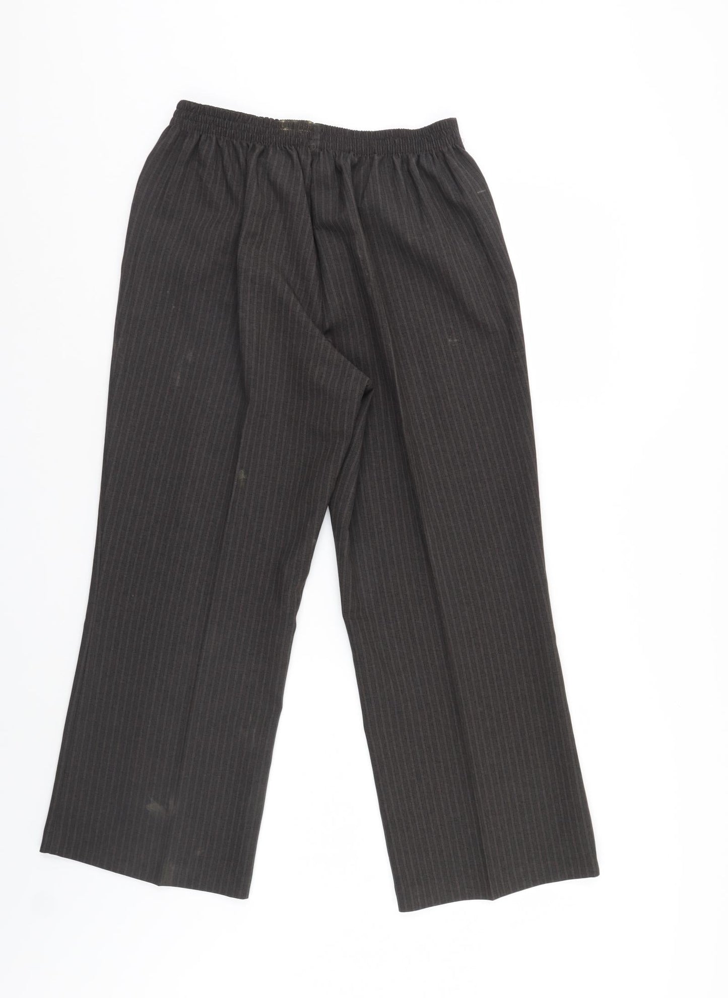 BM Womens Brown Striped  Cropped Trousers Size 12 L25 in - Elastic Waist