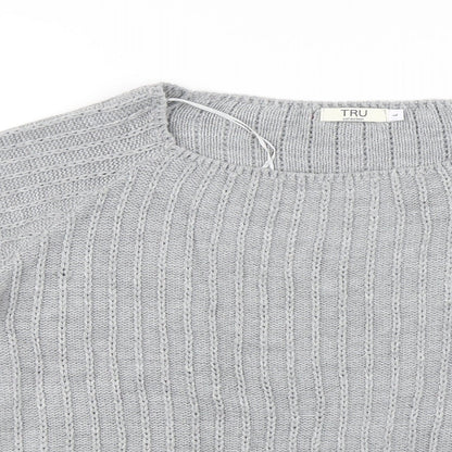 Close-up detail of Tru Collection women’s grey jumper, size L