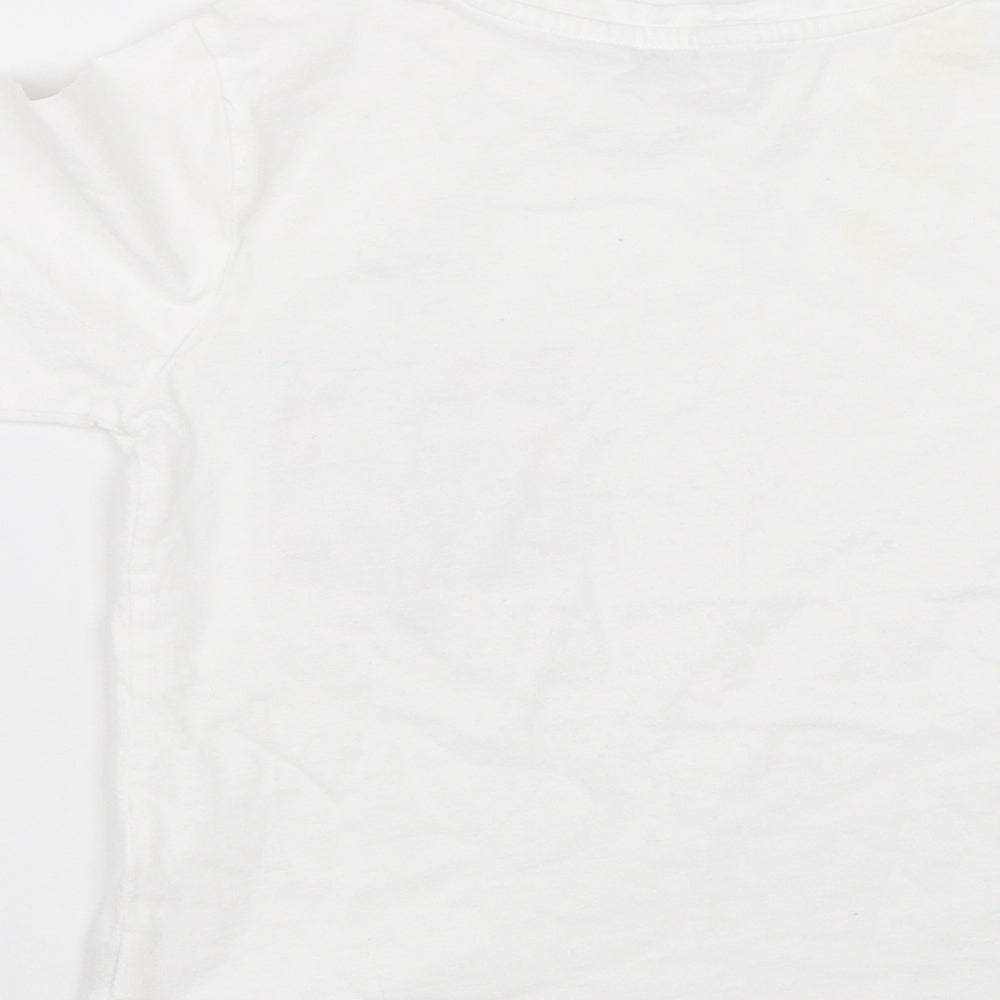 Primark Girls White   Basic T-Shirt Size 9-10 Years  - Lets go on a wild adventure