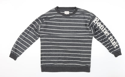 Next Womens Grey Striped  Pullover Jumper Size 10  - Bonnie Nuit