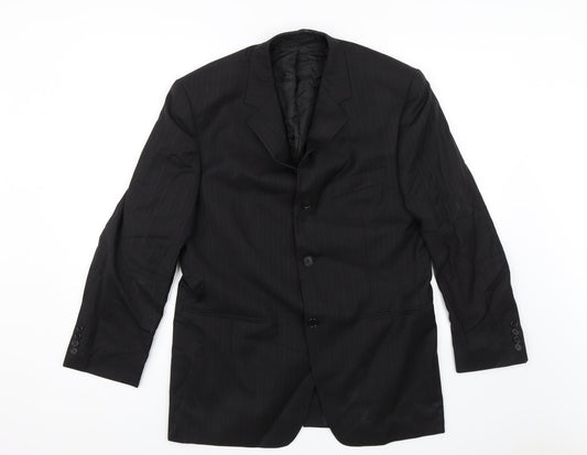 Van Kollem Mens Black Striped  Jacket Blazer Size 36