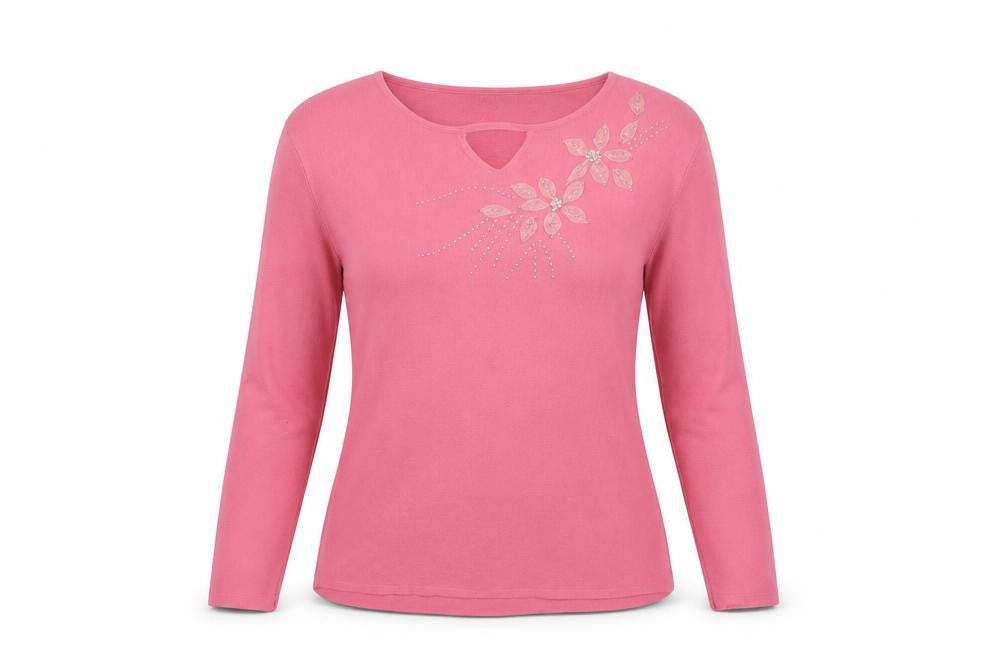 Aniela Womens Pink  Rayon Basic Blouse Size M