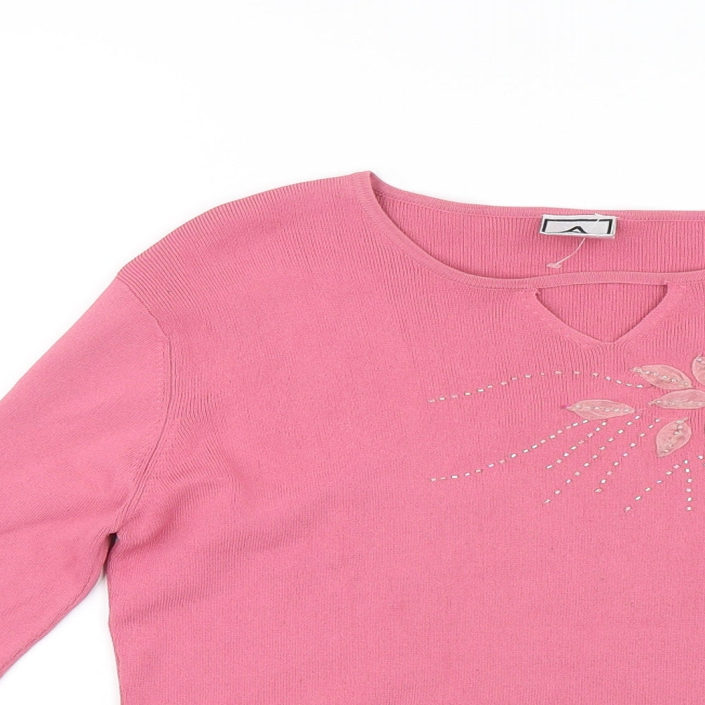 Aniela Womens Pink  Rayon Basic Blouse Size M