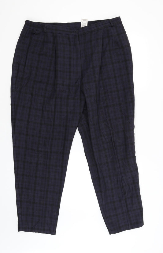 Marks and Spencer Womens Purple Check  Capri Trousers Size 32 L27 in