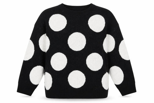 Capsule Womens Black Polka Dot Knit Pullover Jumper Size 12