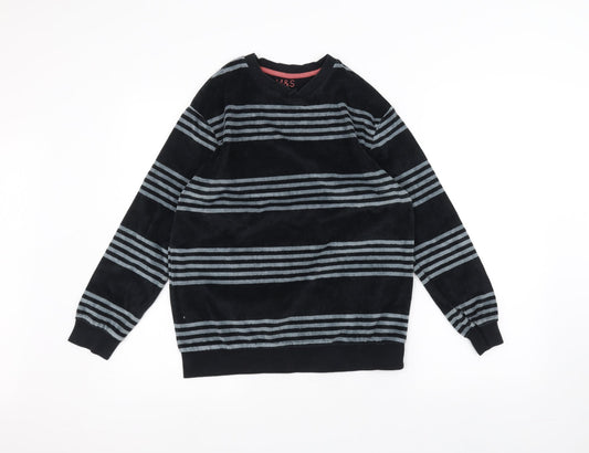 Marks and Spencer Girls Black Striped  Pullover Jumper Size 12-13 Years