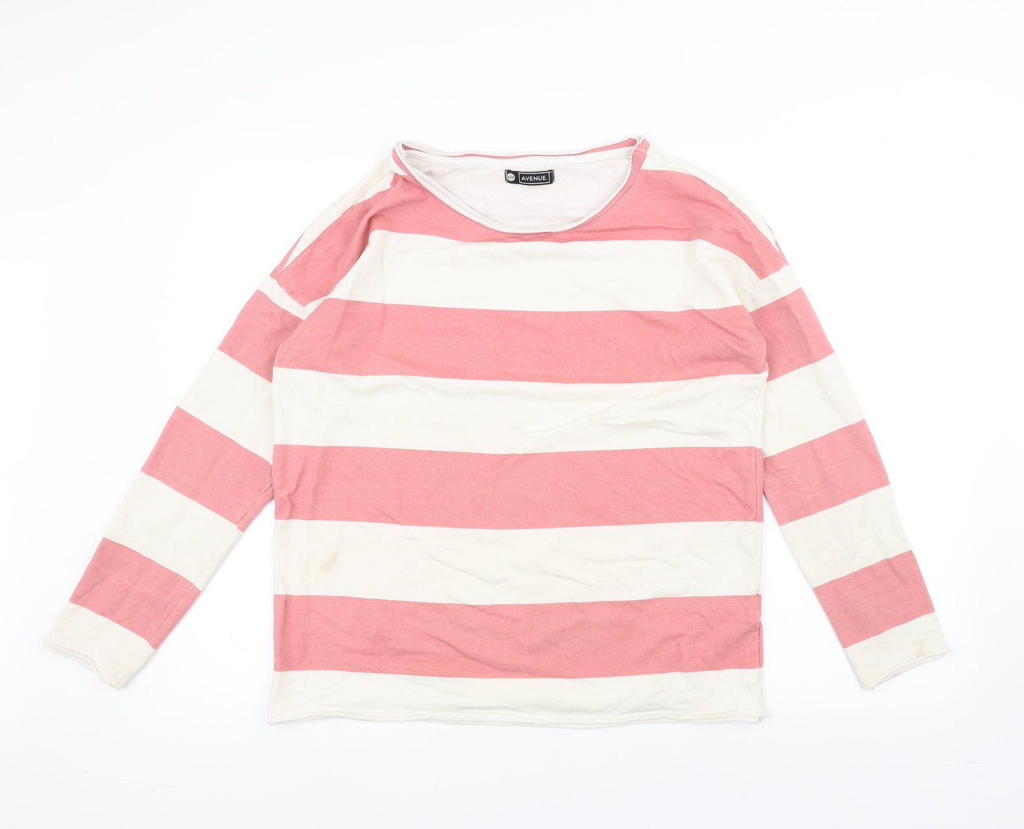 Avenue Womens White Striped  Pullover Jumper Size 12