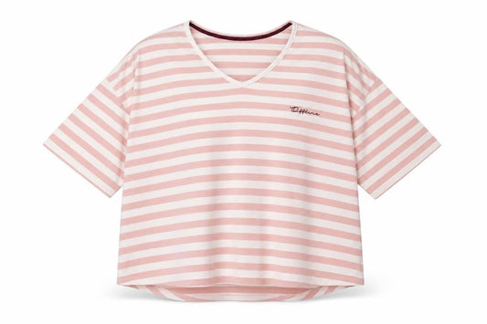 poeticgem Womens Pink Striped  Basic T-Shirt One Size