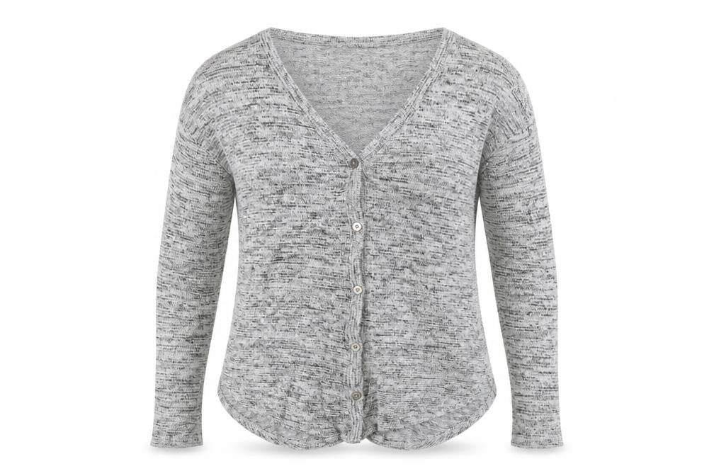 Preworn Womens Grey Striped  Cardigan Jumper Size M