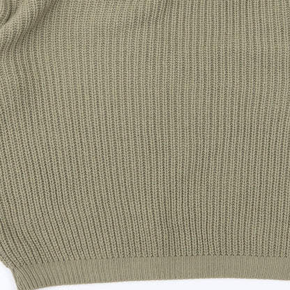 Brand and care label for Missguided women’s green jumper, size S