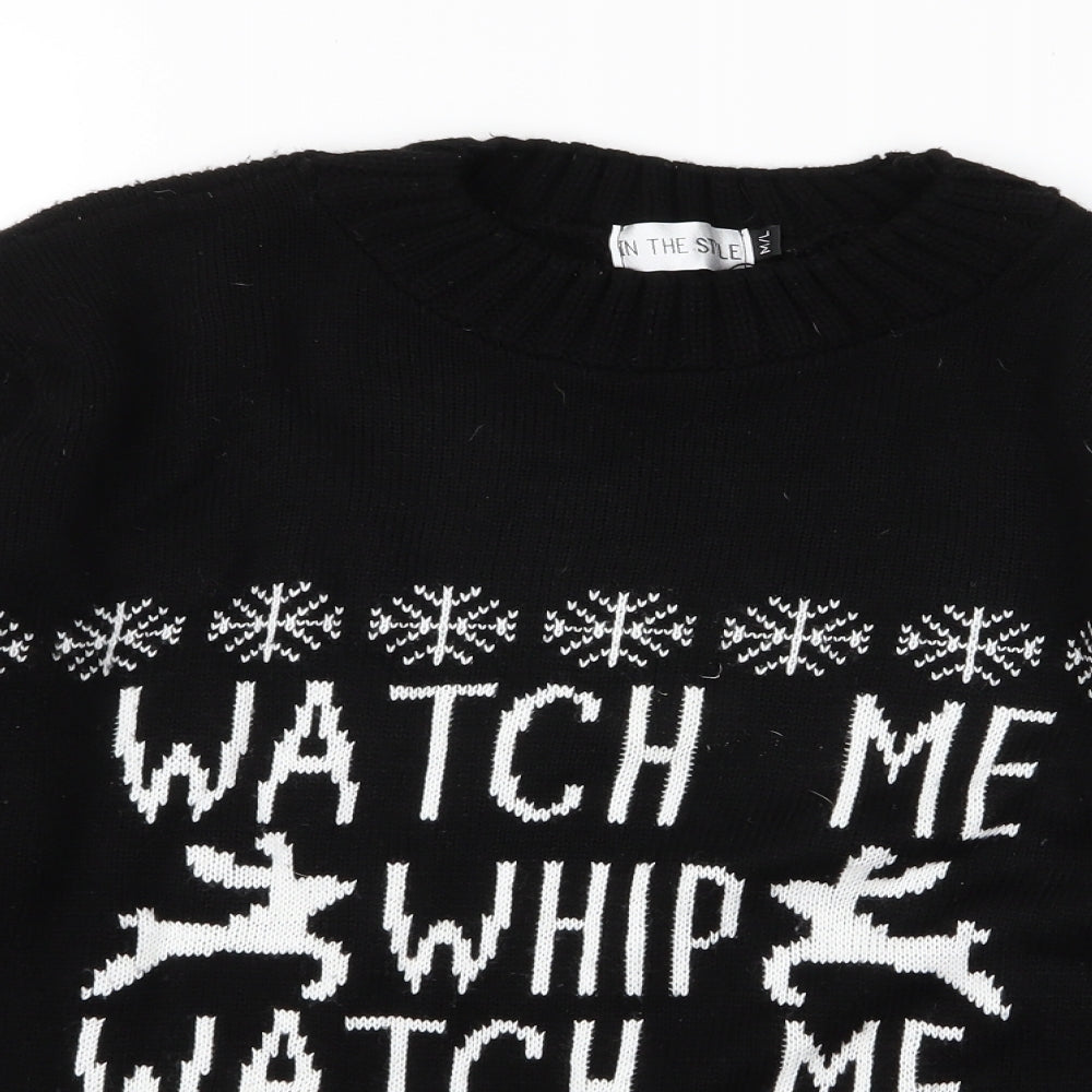 In the Style Womens Black   Pullover Jumper Size M