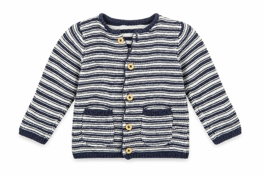 Marks & Spencer Baby Blue Striped  Cardigan Jumper Size 9-12 Months