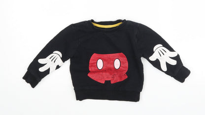 Front view of Primark Disney Baby Black jumper, size 9-12, Months - MICKEY MOUSE