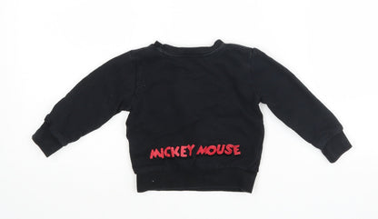 Back view of Primark Disney Baby Black jumper, size 9-12, Months - MICKEY MOUSE