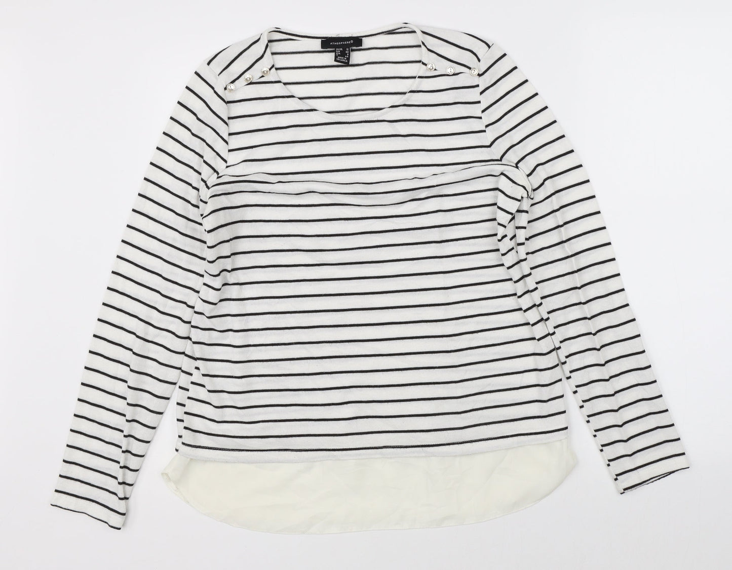 Atmosphere Womens White Striped  Pullover Jumper Size 12