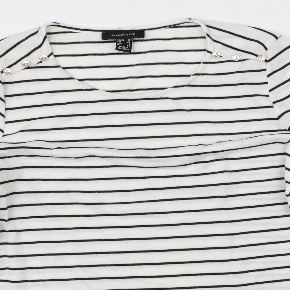Atmosphere Womens White Striped  Pullover Jumper Size 12