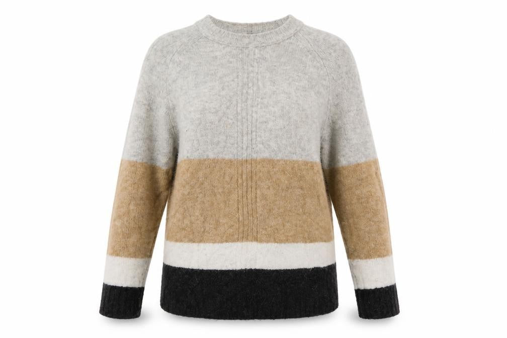Marks & Spencer Womens Grey Striped  Pullover Jumper Size M