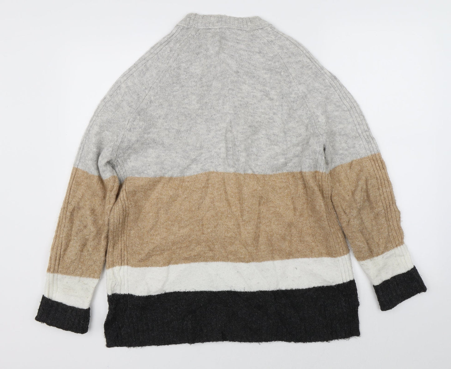 Marks & Spencer Womens Grey Striped  Pullover Jumper Size M