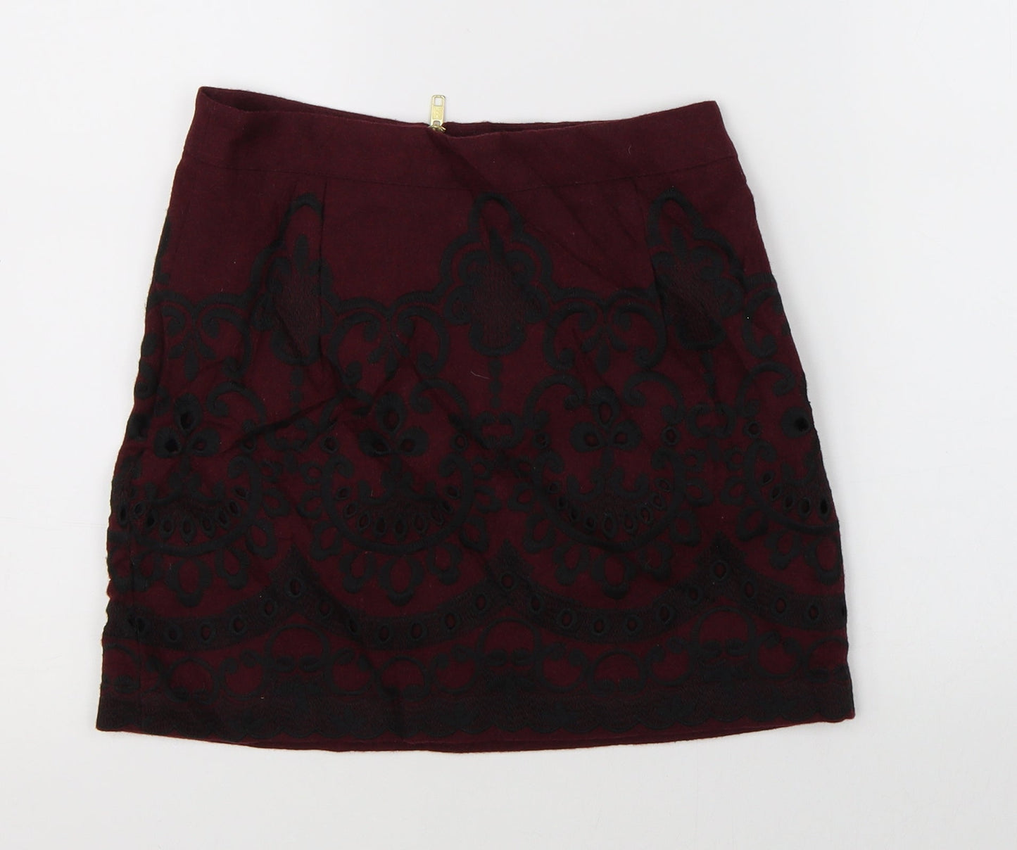 Topshop Womens Purple Floral  A-Line Skirt Size 8