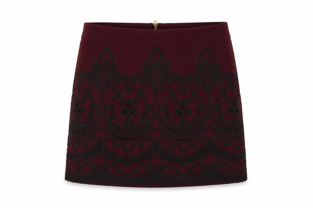 Topshop Womens Purple Floral  A-Line Skirt Size 8