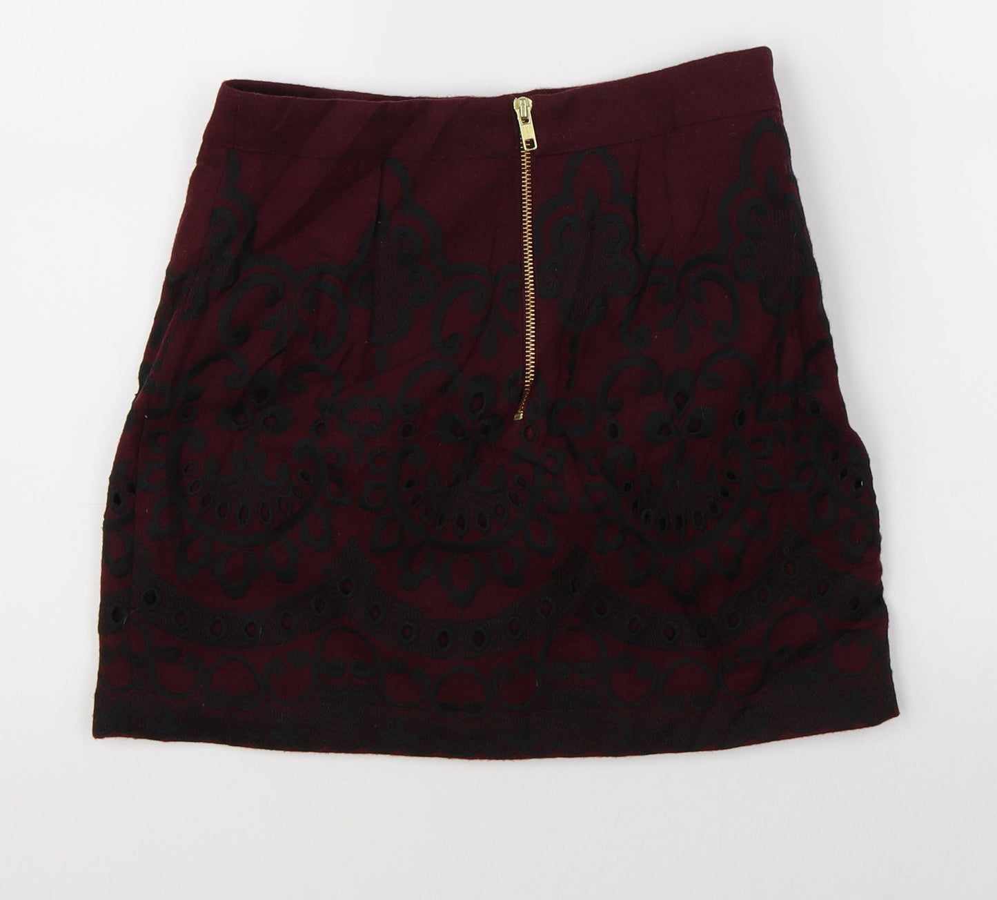 Topshop Womens Purple Floral  A-Line Skirt Size 8