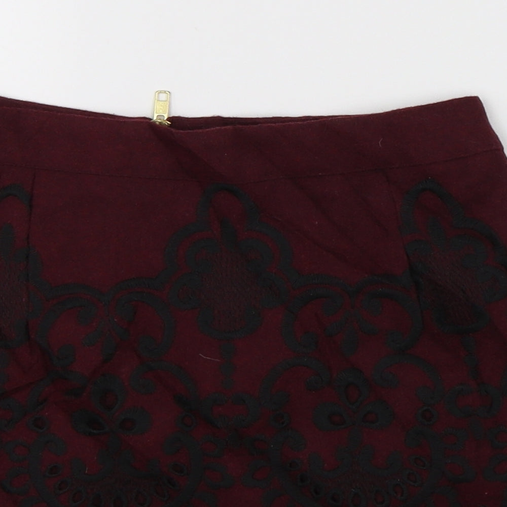 Topshop Womens Purple Floral  A-Line Skirt Size 8