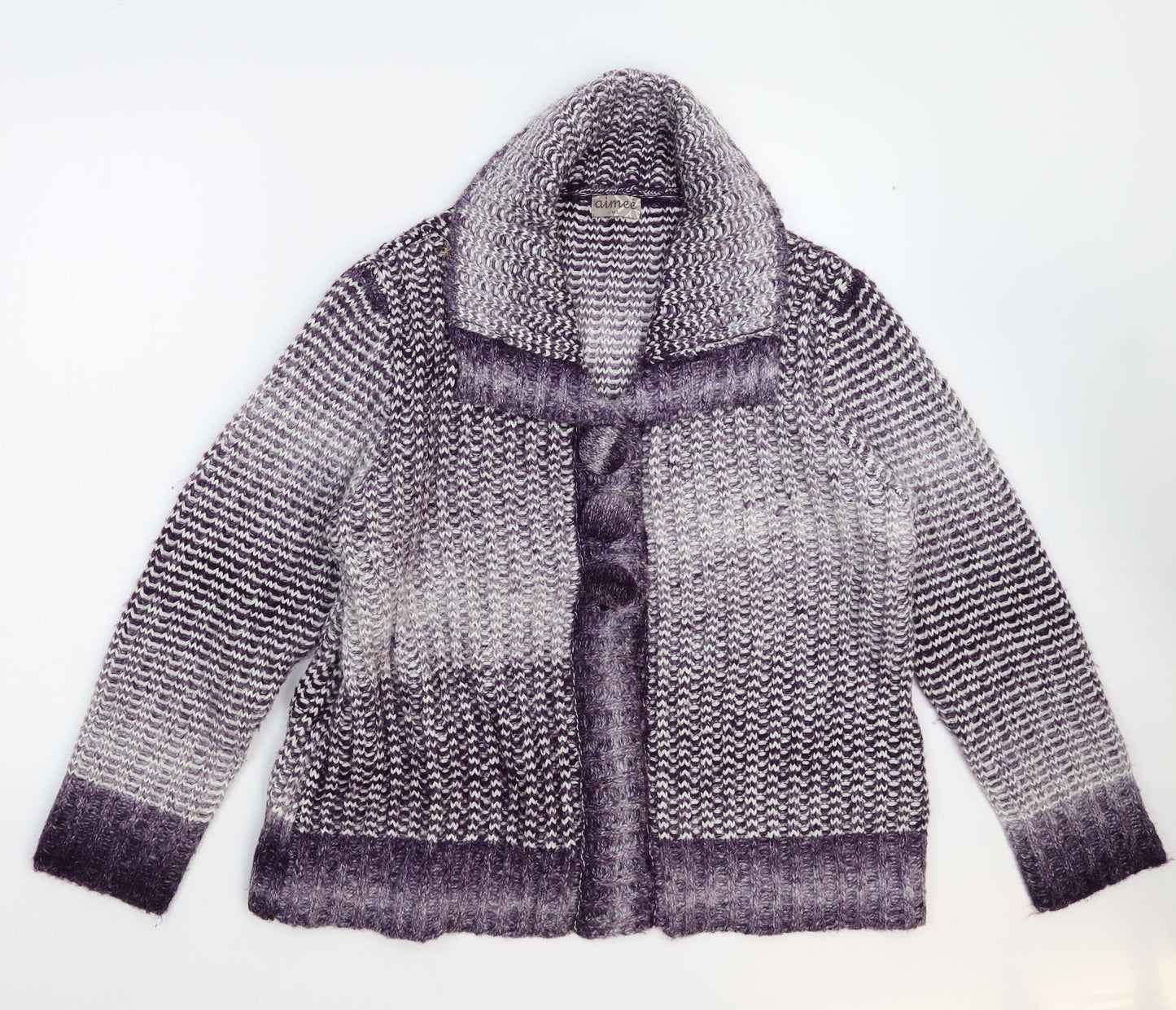 Aimee Womens Purple  Knit Jacket Coatigan Size L