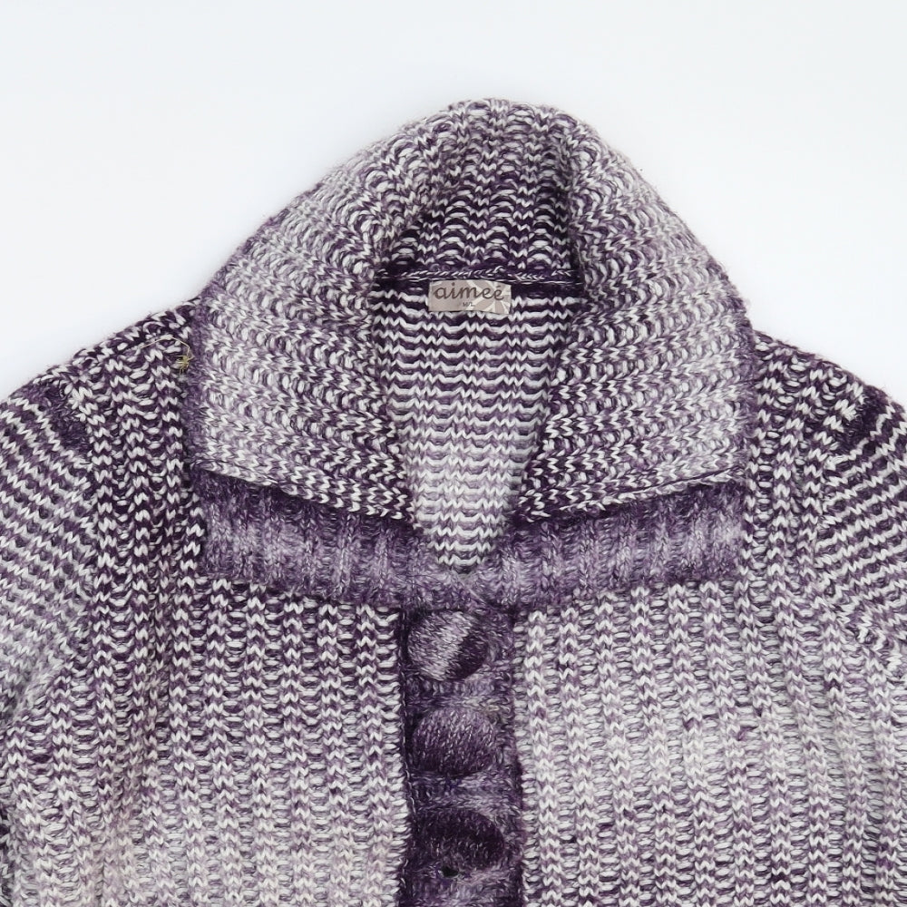 Aimee Womens Purple  Knit Jacket Coatigan Size L