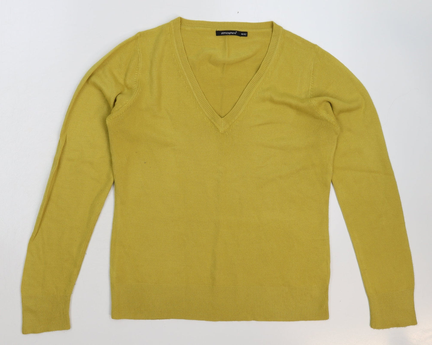 Atmosphere Womens Yellow  Knit Pullover Jumper Size 14