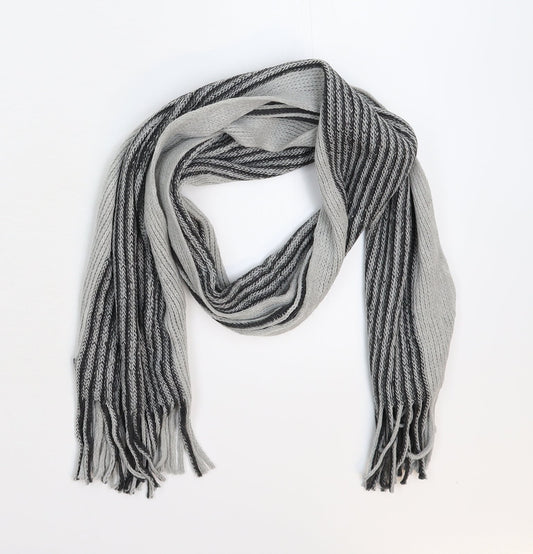 Preworn Mens Grey Striped Knit Scarf  One Size