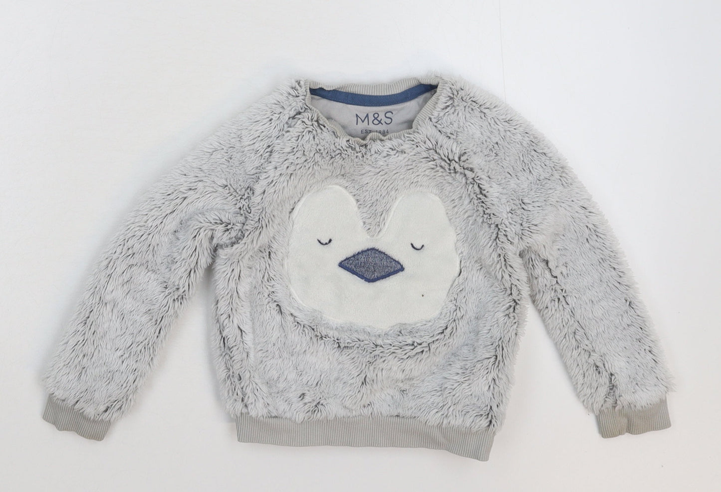 Marks and Spencer Girls Grey Solid  Top Pyjama Top Size 2-3 Years
