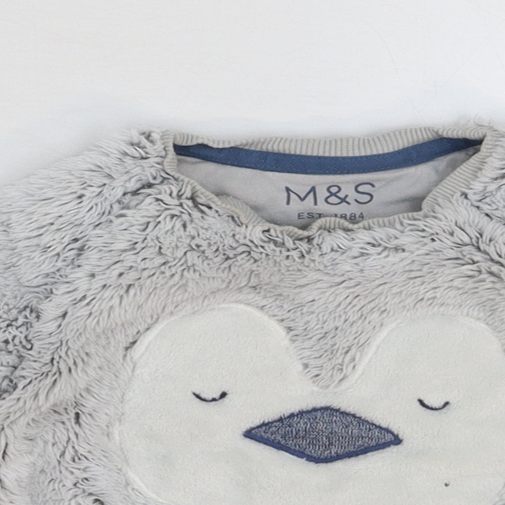 Marks and Spencer Girls Grey Solid  Top Pyjama Top Size 2-3 Years