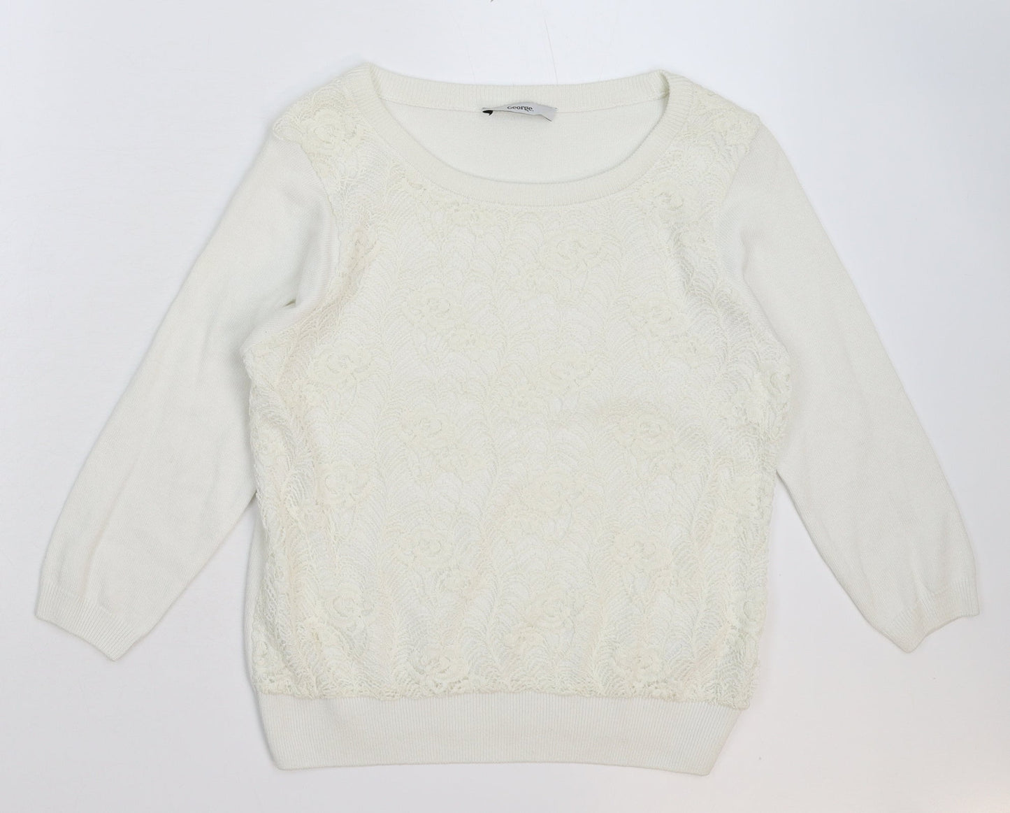 George Womens White  Knit Pullover Jumper Size 8
