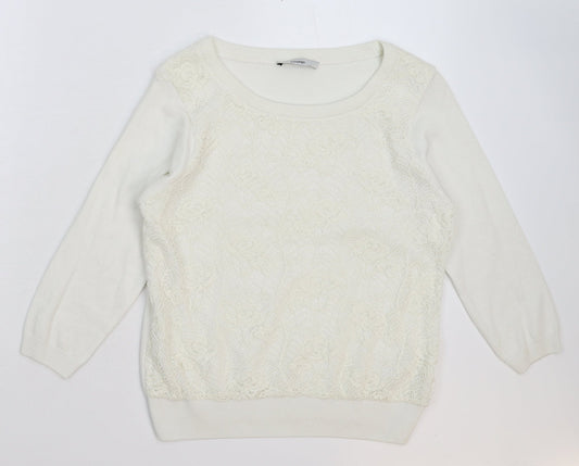 George Womens White  Knit Pullover Jumper Size 8