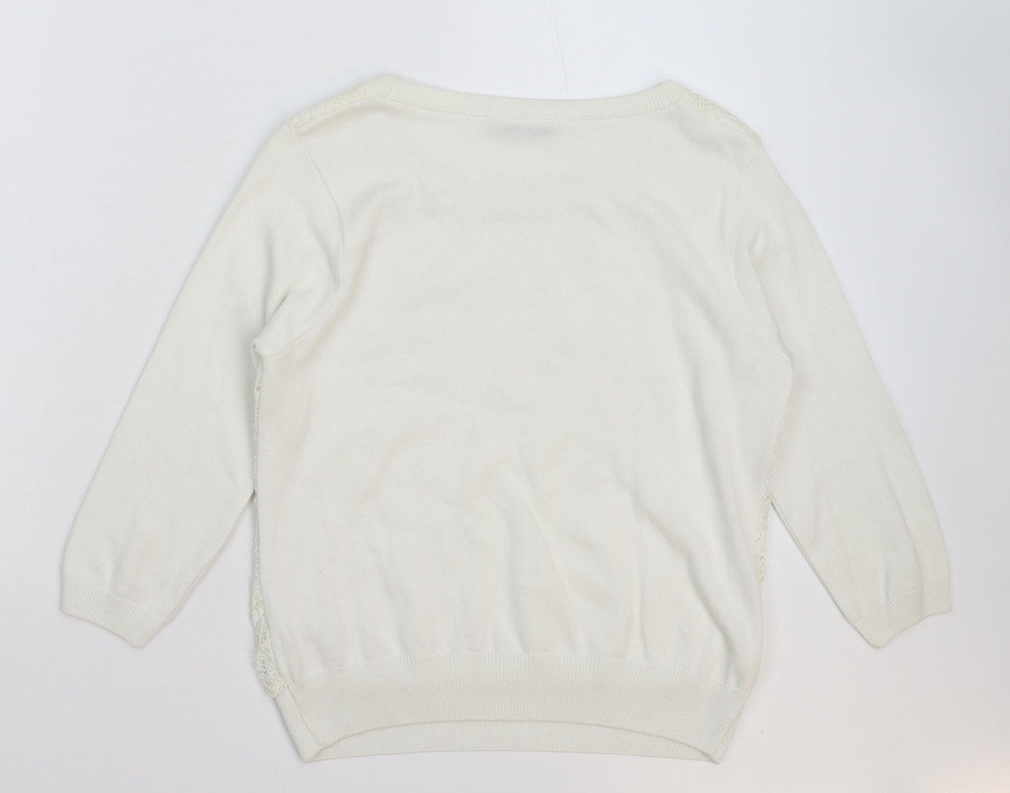 George Womens White  Knit Pullover Jumper Size 8