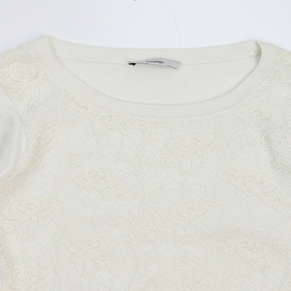 George Womens White  Knit Pullover Jumper Size 8