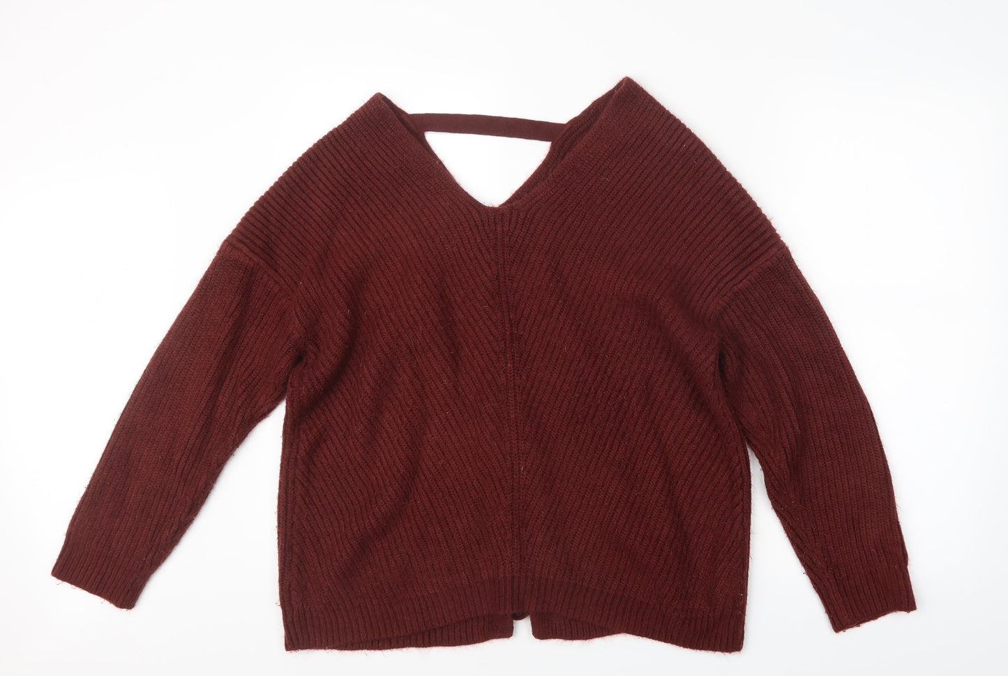 New Look Womens Red  Knit Pullover Jumper Size M