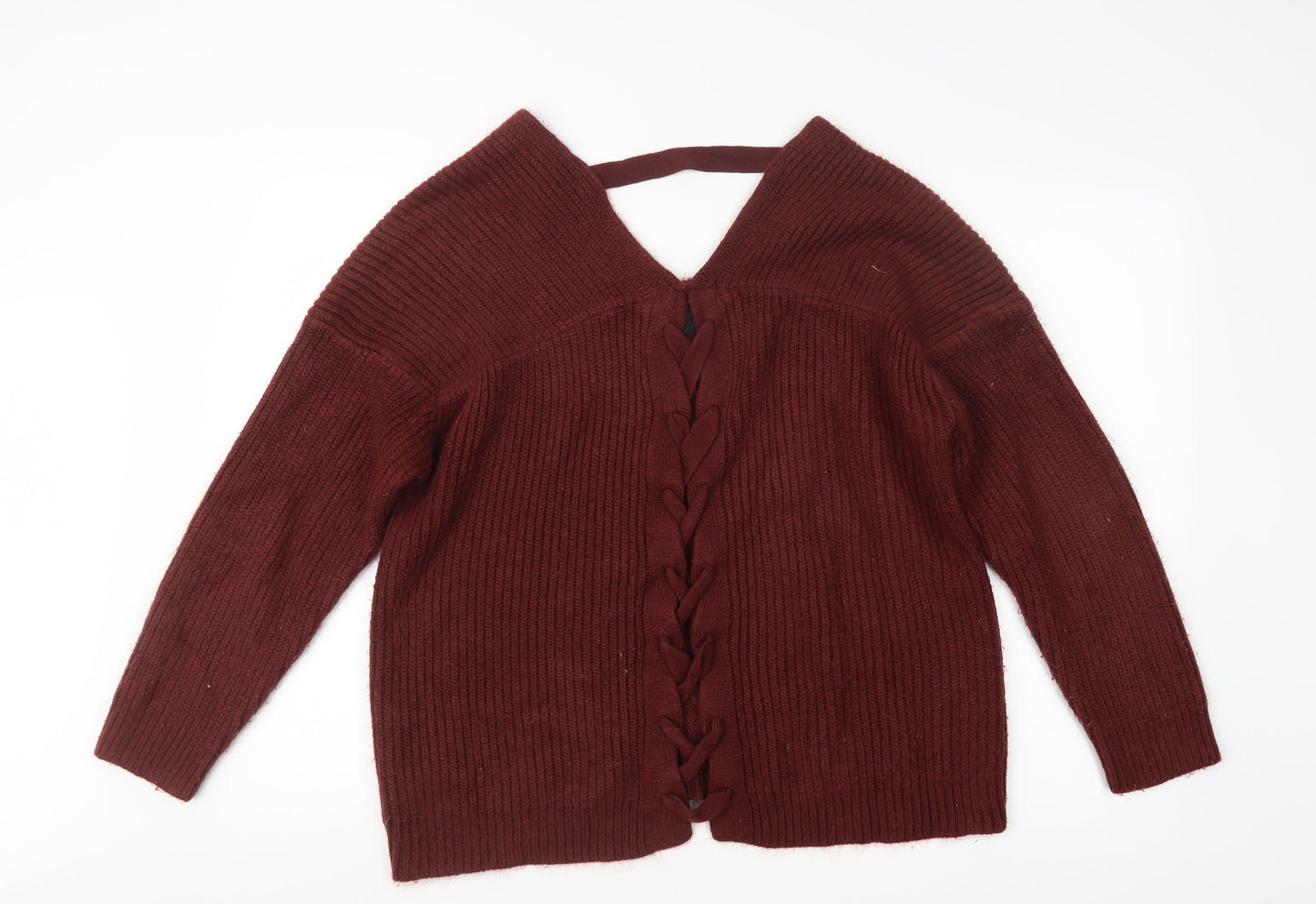 New Look Womens Red  Knit Pullover Jumper Size M