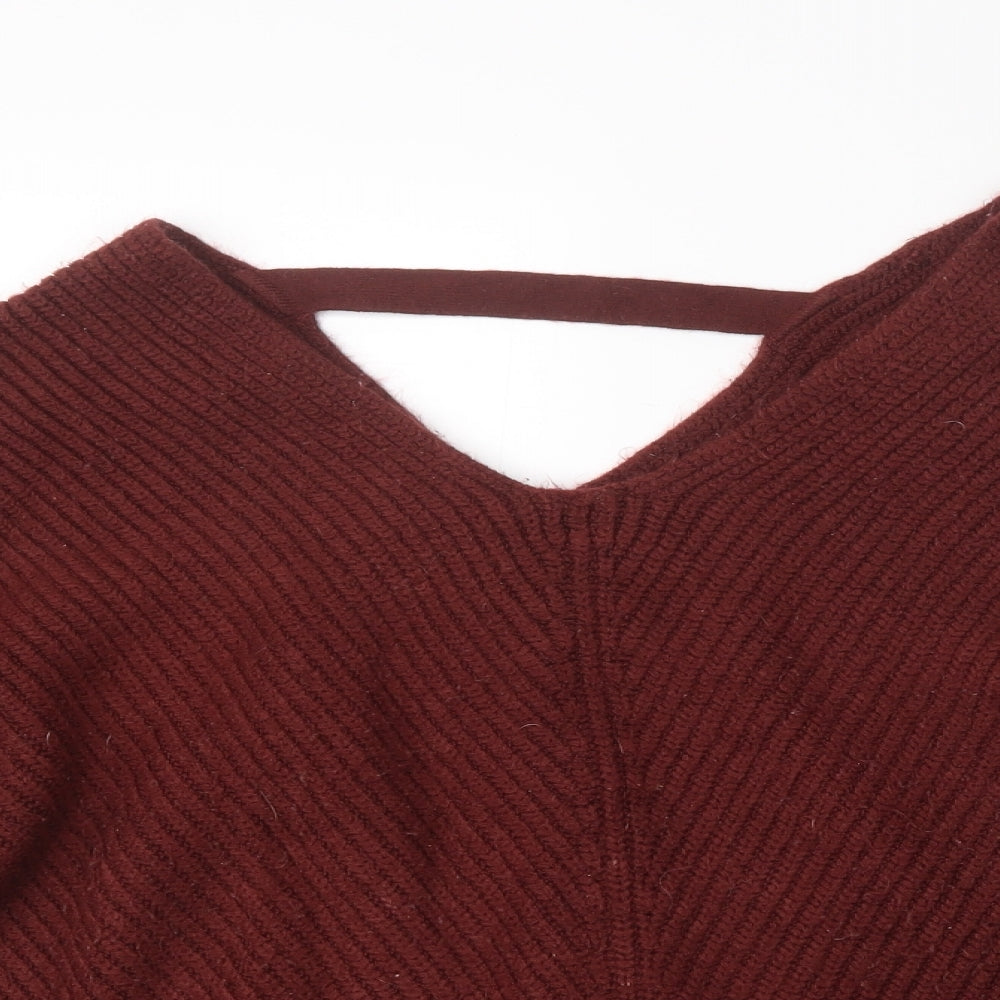New Look Womens Red  Knit Pullover Jumper Size M