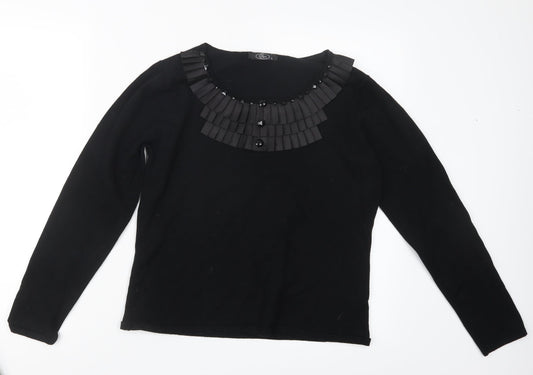 BM Womens Black  Knit Pullover Jumper Size S