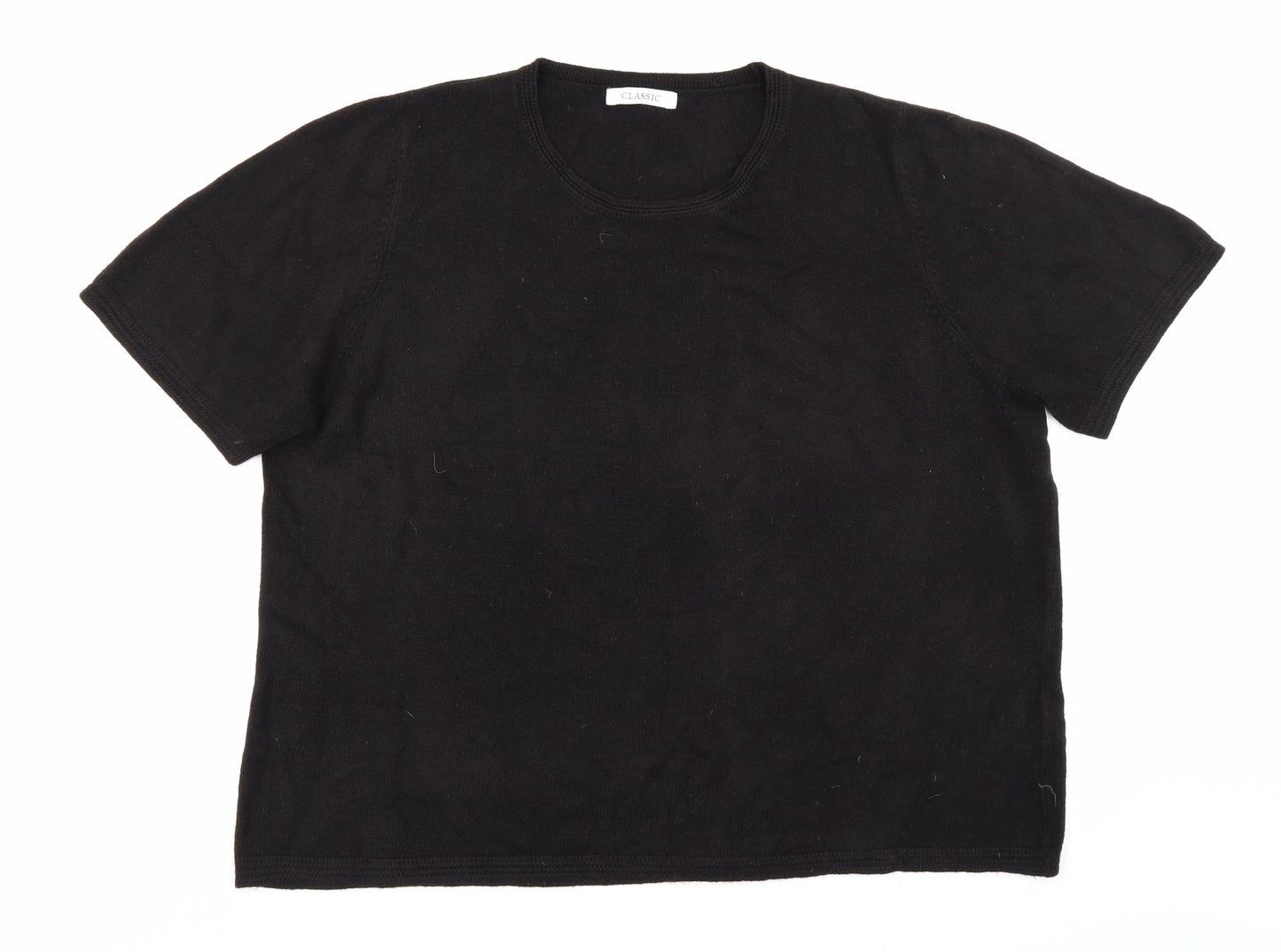 Classic Womens Black  Knit Basic T-Shirt Size 18