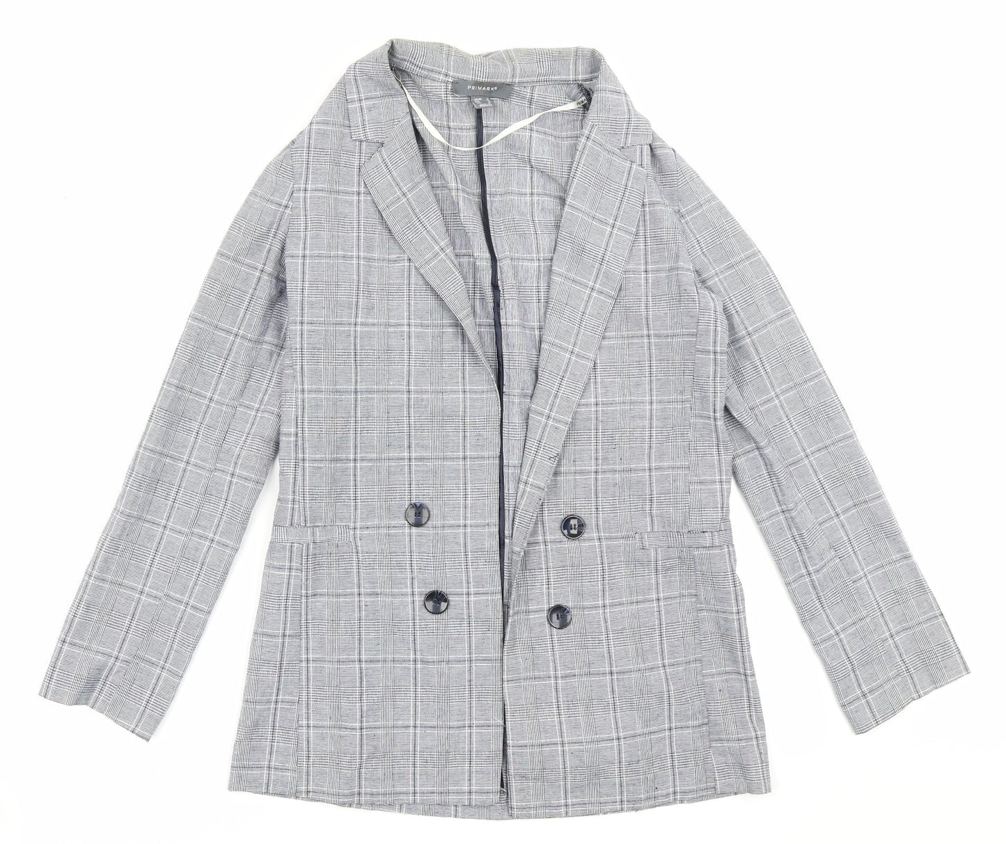 Primrk Womens Grey Check  Jacket Blazer Size 8