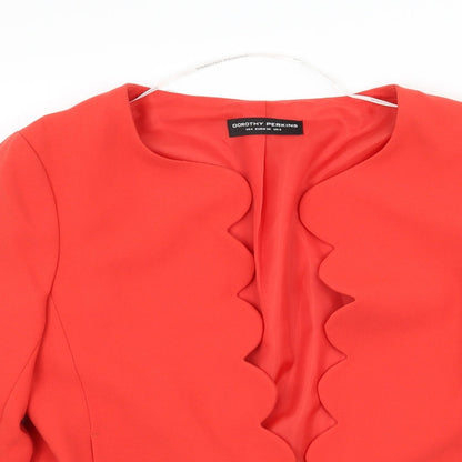 Close-up detail of Dorothy Perkins women’s red jacket, size UK 8