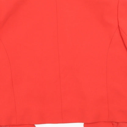 Brand and care label for Dorothy Perkins women’s red jacket, size UK 8