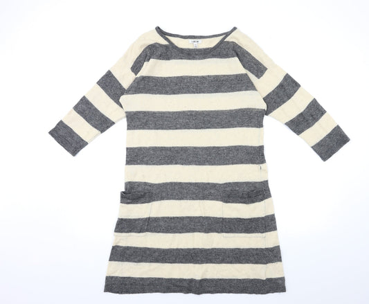 I Love H81 Womens Beige Striped  Jumper Dress  Size L