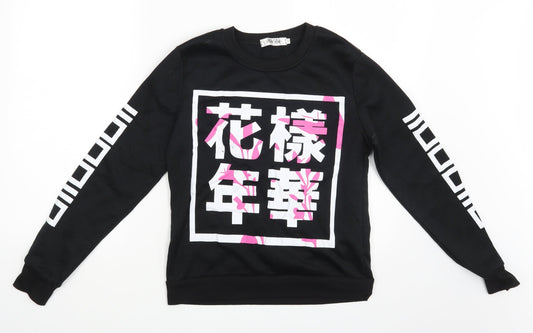 Milky Rose Womens Black Colourblock  Pullover Sweatshirt Size M